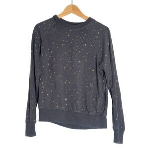 Spiritual Gangster Dark Gray Crewneck Sweatshirt with Gold Speckle Design – M